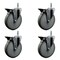 Service Caster 6'' Gray Poly Swivel 7/16'' Grip Ring Stem Caster Set with Brake, 4PK SCC-GR20S614-PPUB-PLB-716138-4 - alternate 1
